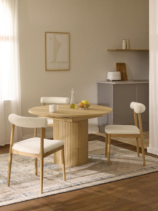 Filo Extendable Dining Table with Grooved Texture, 120 - 160 x 75 cm