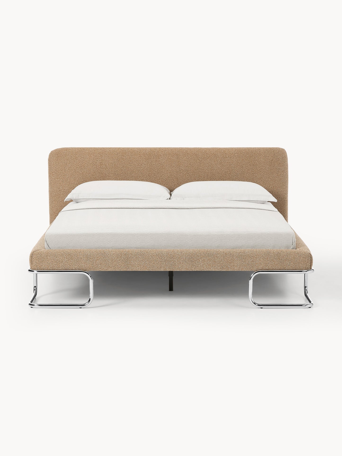 Olina Bouclé Upholstered Bed with Metal Legs