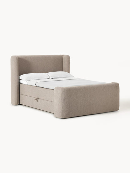 Perla Bouclé Box Spring Bed with Storage
