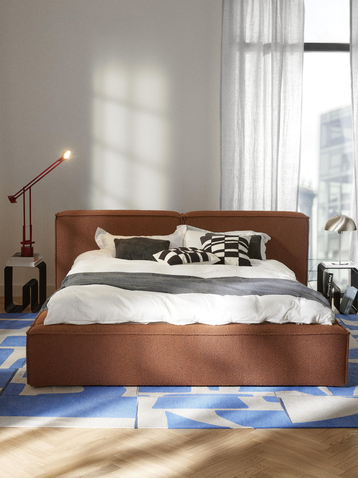 Lennon Bouclé Upholstered Bed with Storage