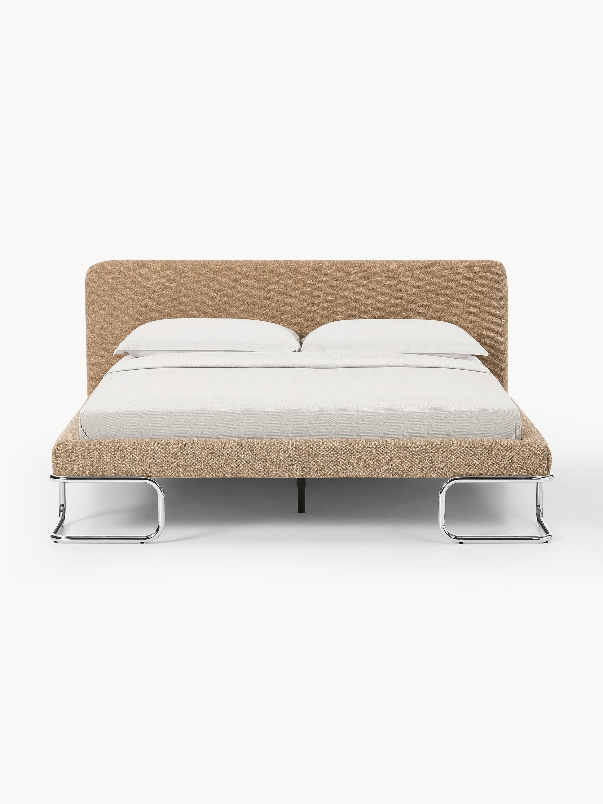 Olina Bouclé Upholstered Bed with Metal Legs