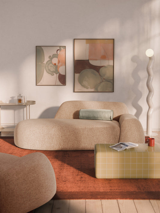 Wolke Bouclé Sofa (2-Seater) with Chaise Longue