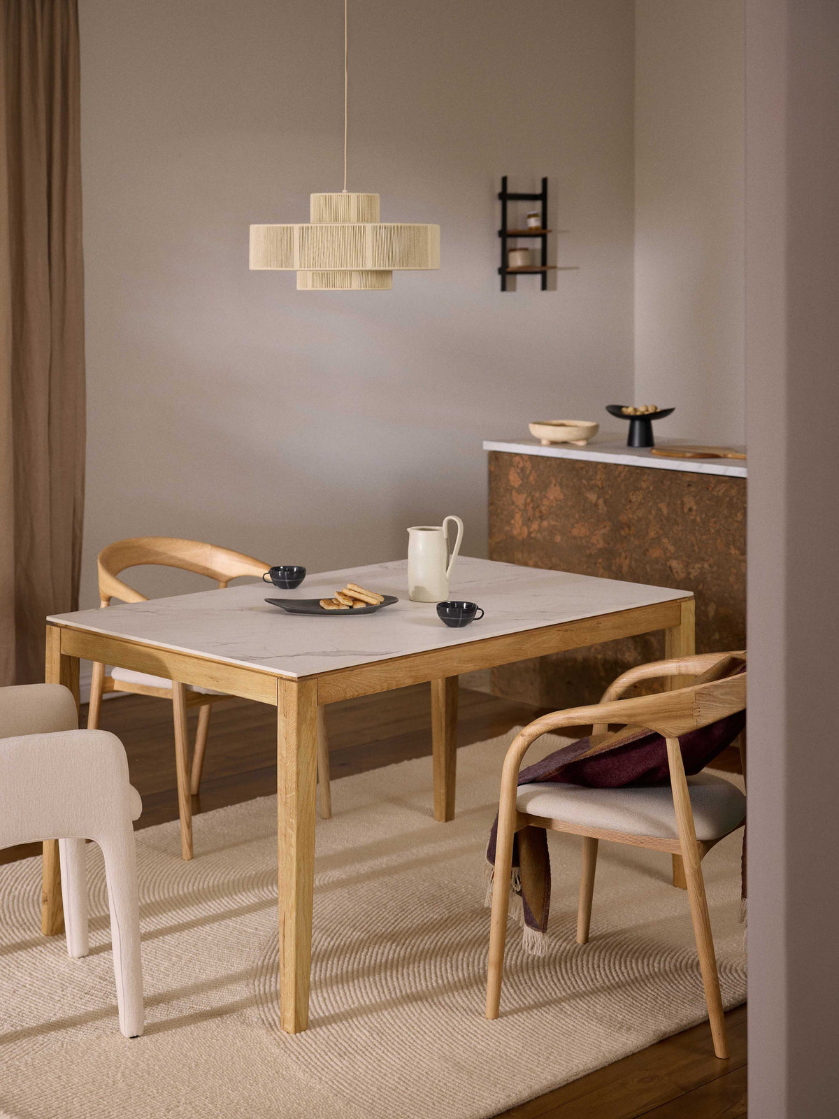 Jackson Dining Table with Marble-Look Tabletop, in Various Sizes
