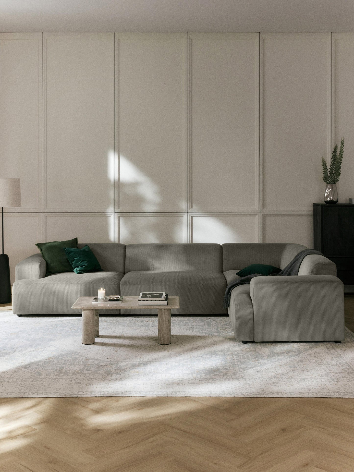 Melva Large Corduroy Corner Sofa (4-Seater)