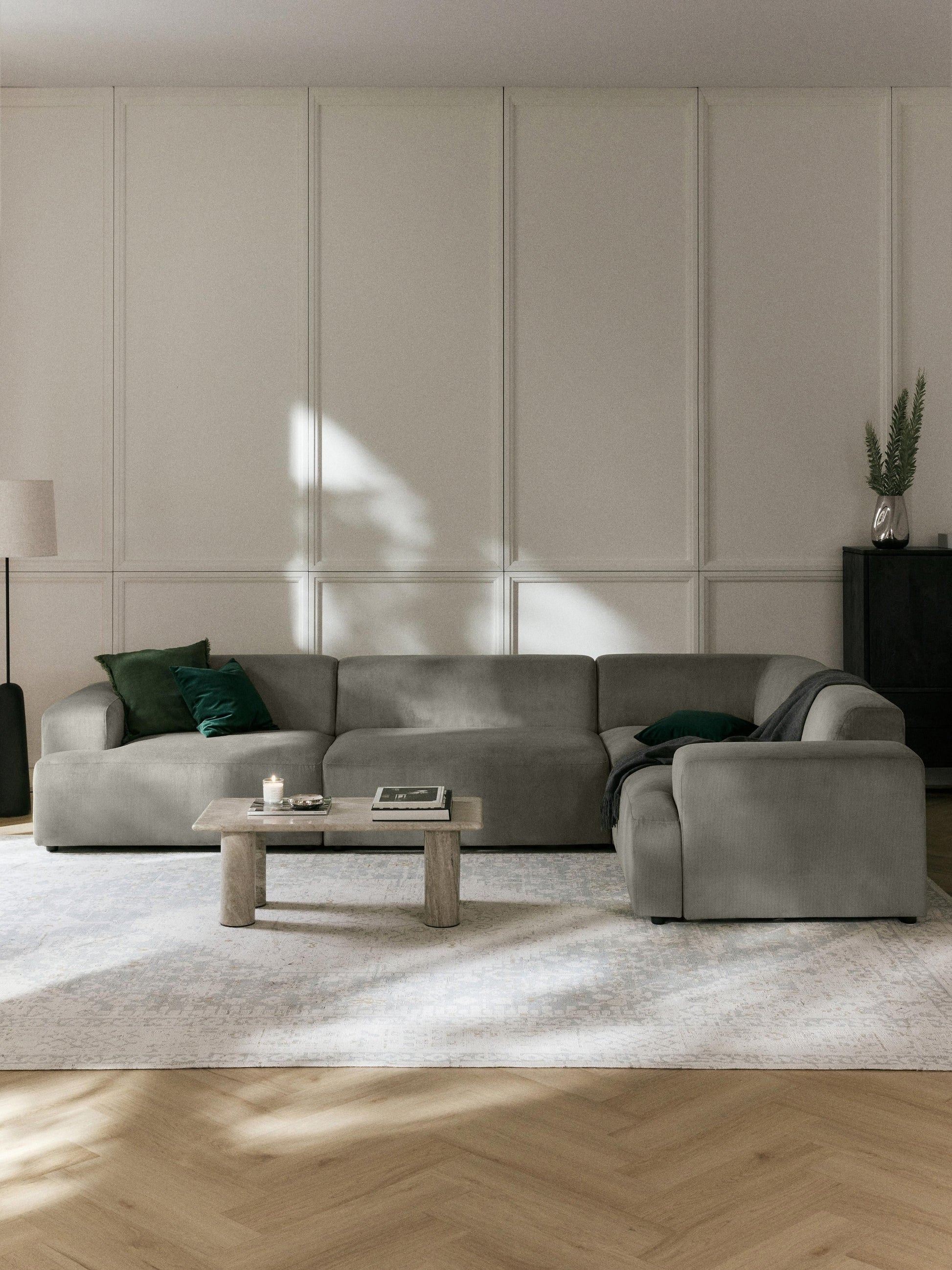 Melva Large Corduroy Corner Sofa (4-Seater)