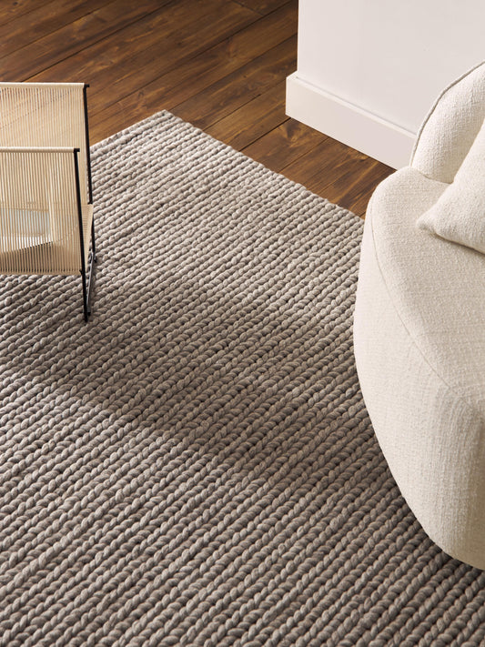 Bruna Handmade Wool Rug with Braided Texture