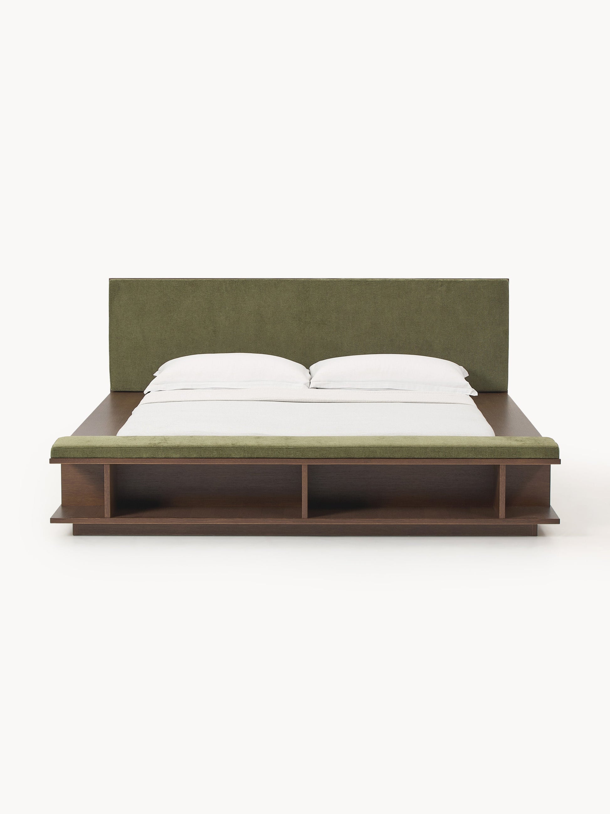 Clark Wooden Bed Frame with Bench and Side Shelves