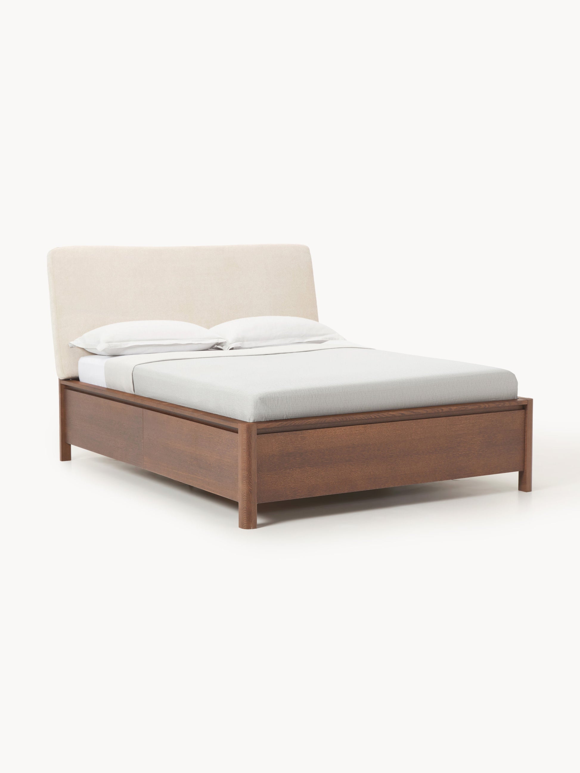 Santiago Wooden Bed with Upholstered Headboard and Drawers