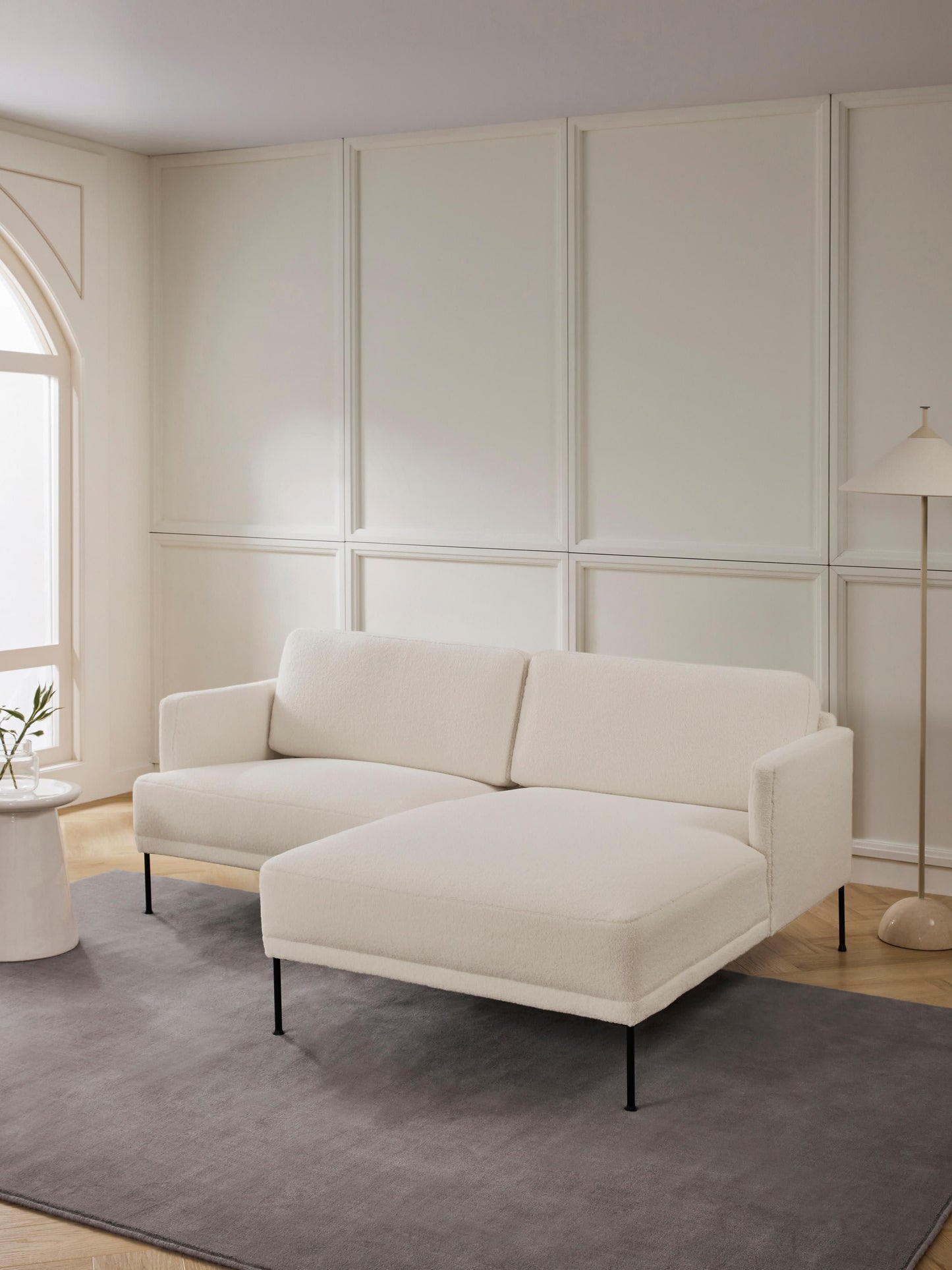 Fluente Small Corner Sofa in Teddy Fabric