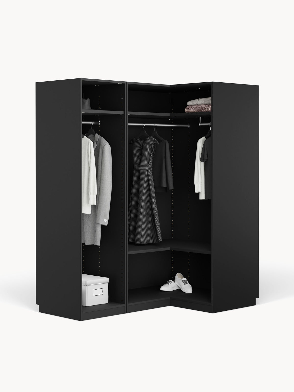 Simone Modular Corner Wardrobe, 165 cm Wide, in Various Sizes