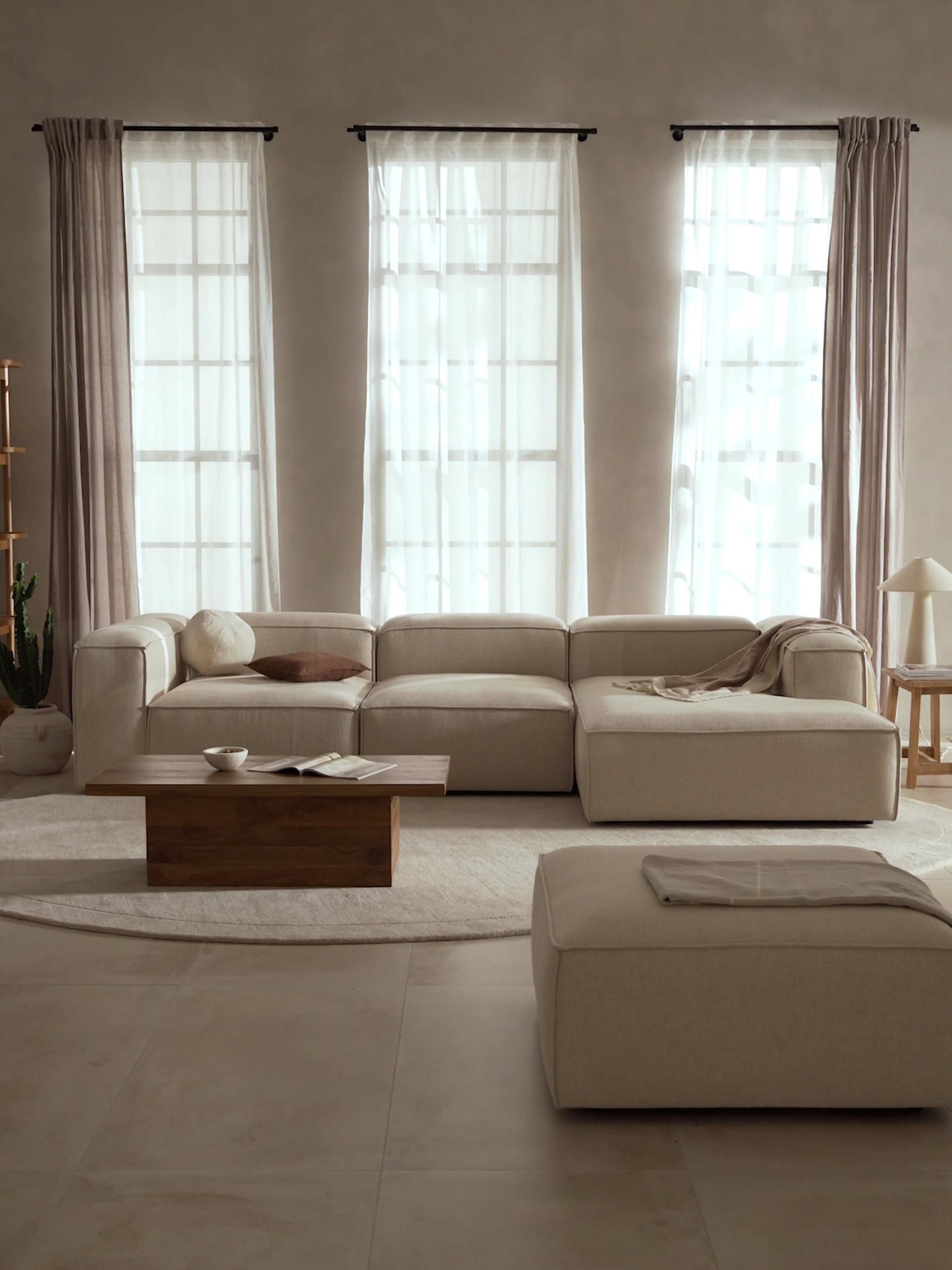 Lennon Modular Corner Sofa (4-Seater) in Linen Blend