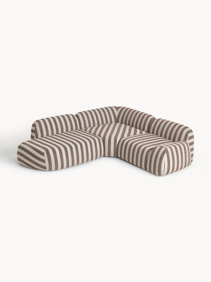 Wolke Modular Striped Corner Sofa (4-Seater) with Chaise Longue