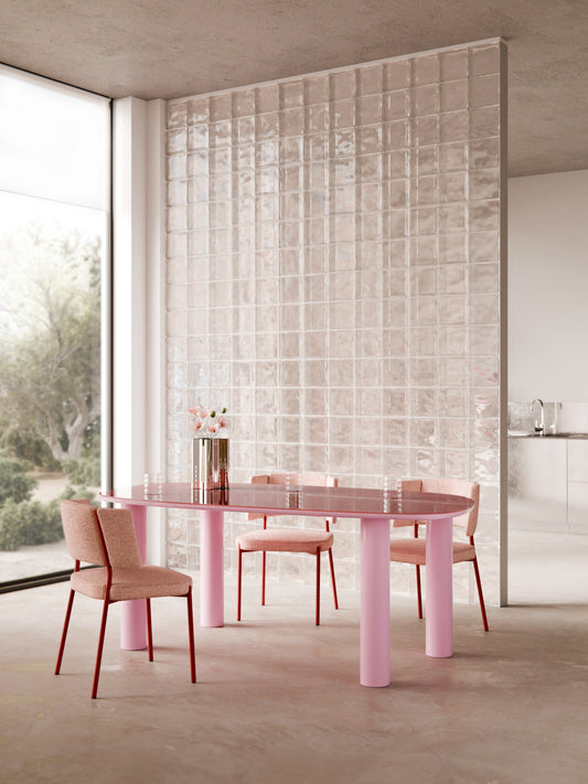 Beni Organic Dining Table with Glass Top, 200 x 110 cm