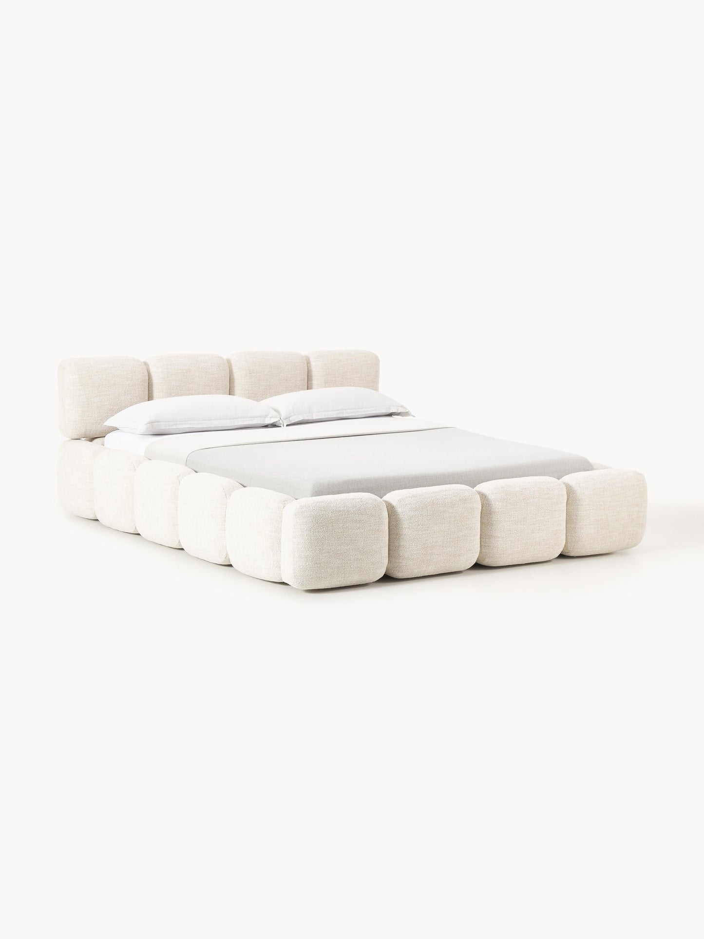 Tayla Upholstered Bed in Bouclé with Storage