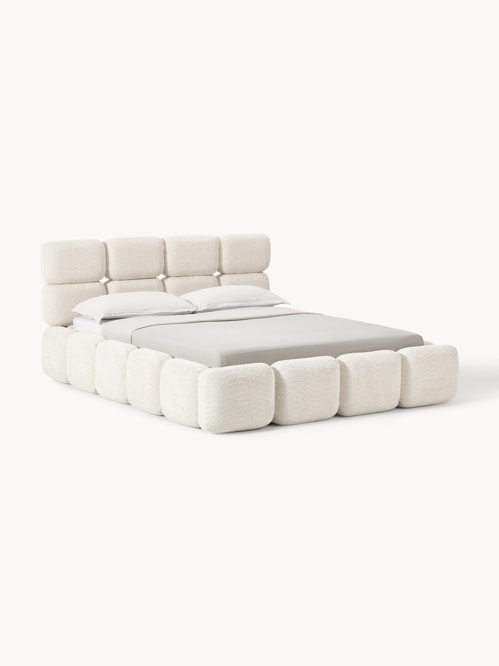 Tayla Upholstered Bed in Teddy Bouclé with Storage