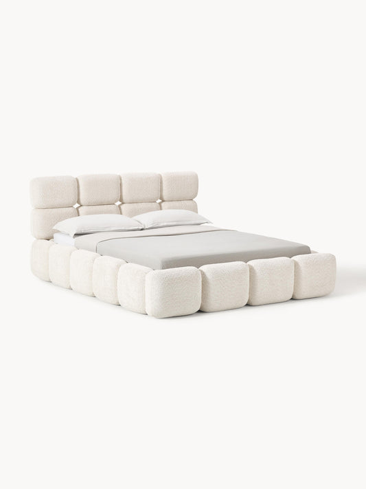 Tayla Upholstered Bed in Teddy Bouclé with Storage