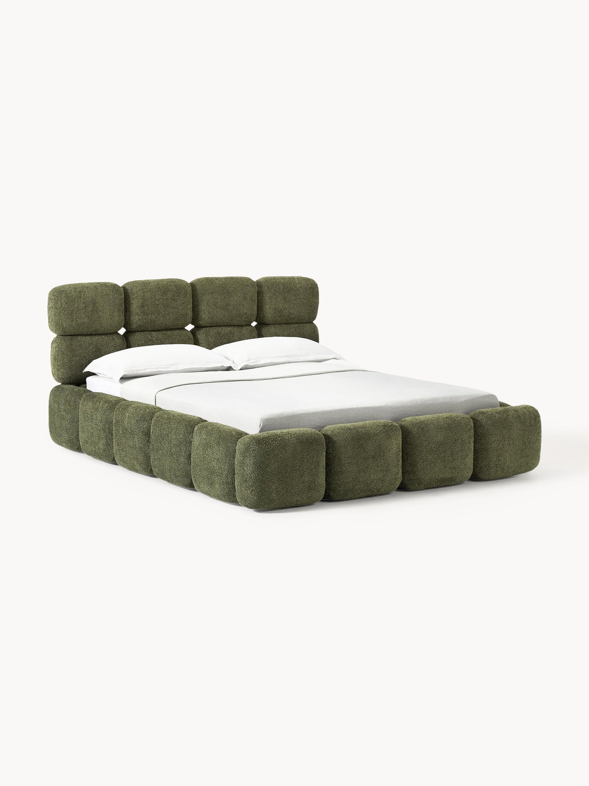 Tayla Upholstered Bed in Teddy Bouclé with Storage