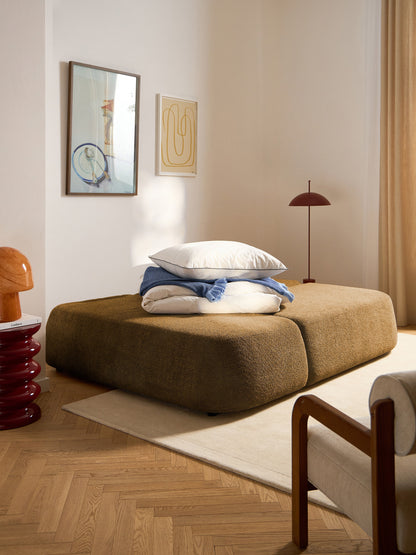 Pao Sofa Bed in Teddy Bouclé with Storage