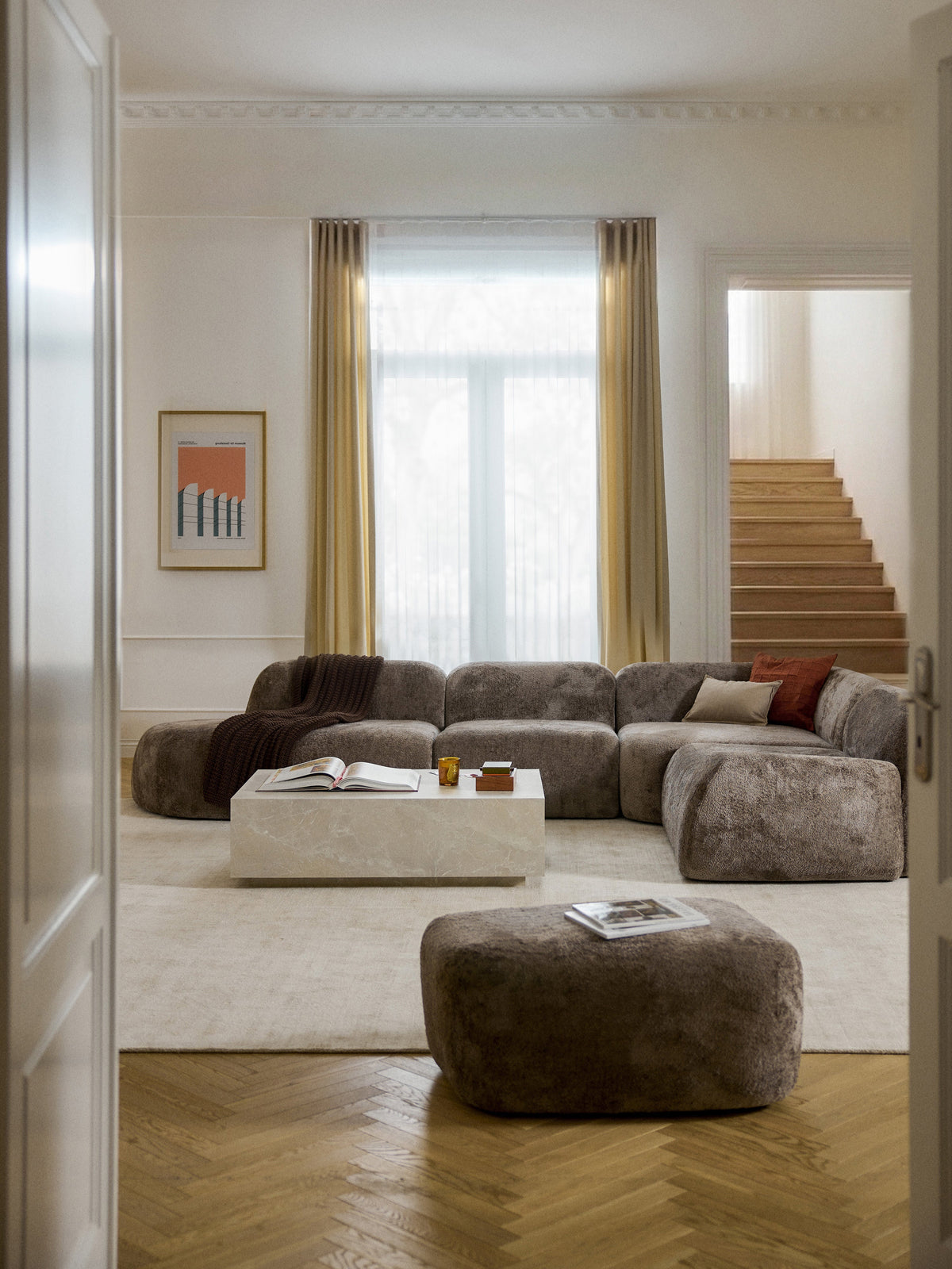 Wolke XL Modular Teddy Bouclé Corner Sofa with Chaise Longue